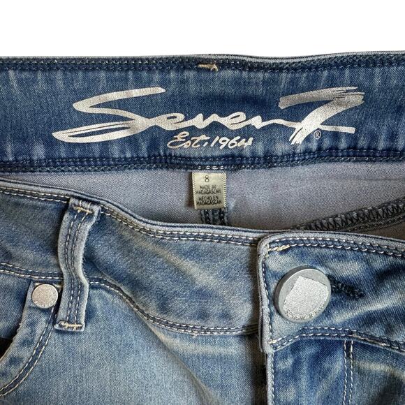 Seven7 Jeans Women's 8 Blue Denim Stretch Mid-Rise Skimmer Booty Shaper Zip Fly - Picture 9 of 15